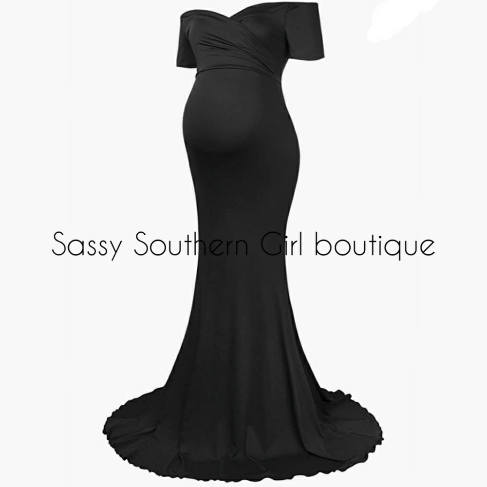 🆕⭐ Black maternity photoshoot maxi dress